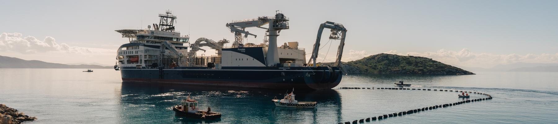 Prysmian vessel working on Ariadne Interconnection; Source: IPTO