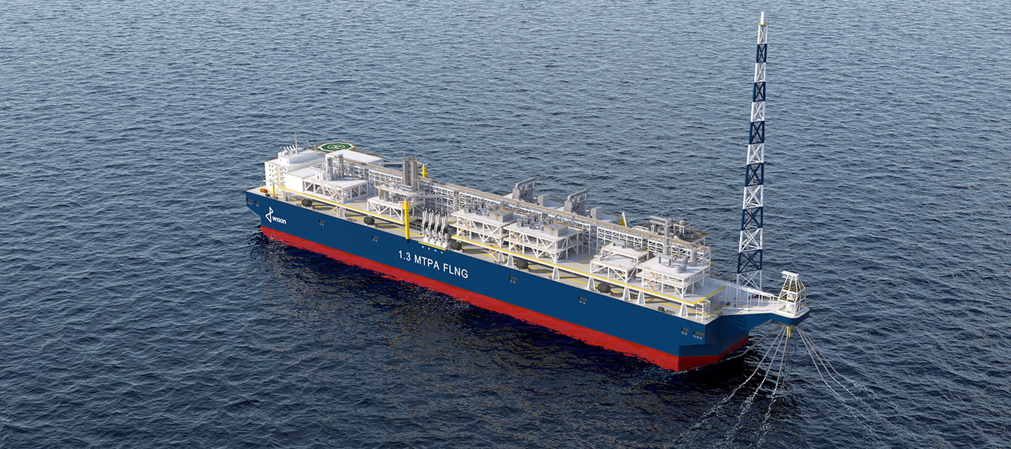 Wison's existing 1.3 mtpa FLNG model (for illustration purposes); Source: Wison New Energies