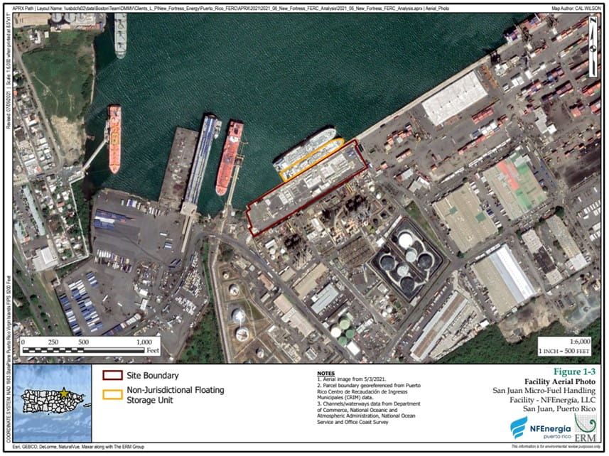 Aerial image of LNG project in Puerto Rico; Source: FERC