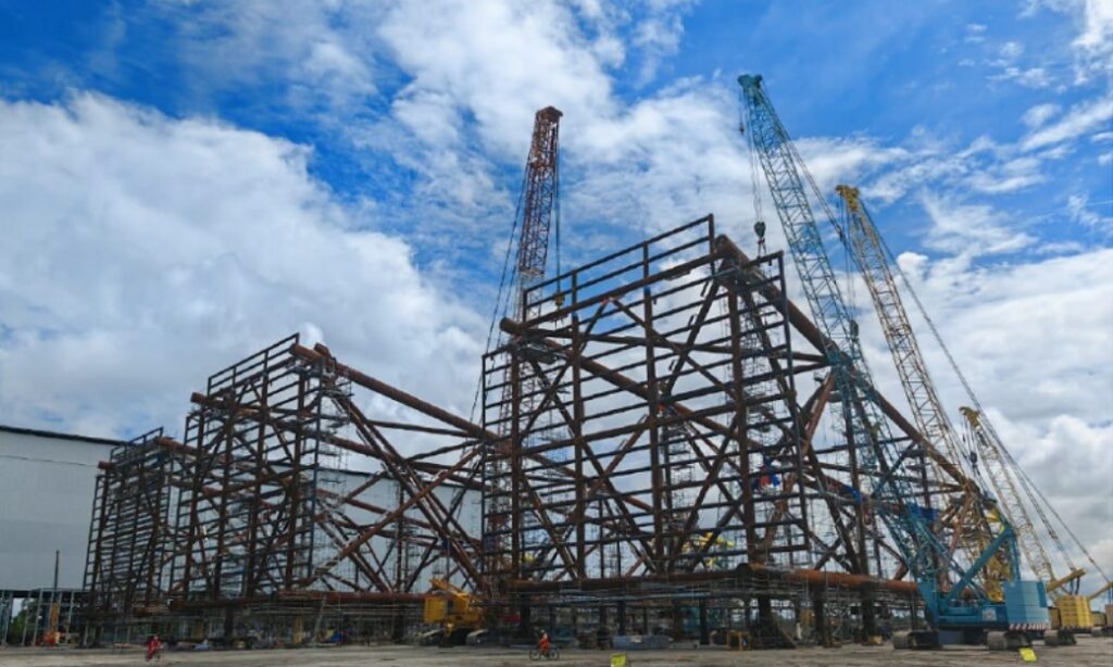 The three substructures completed at OceanMight Fabrication Yard at Jalan Bako in Kuching