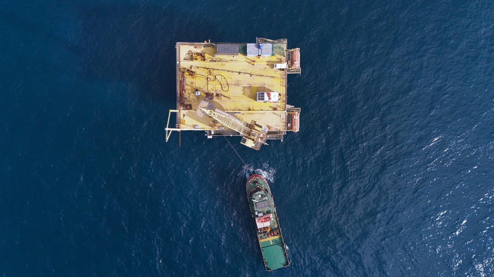 Aerial view of an offshore platform