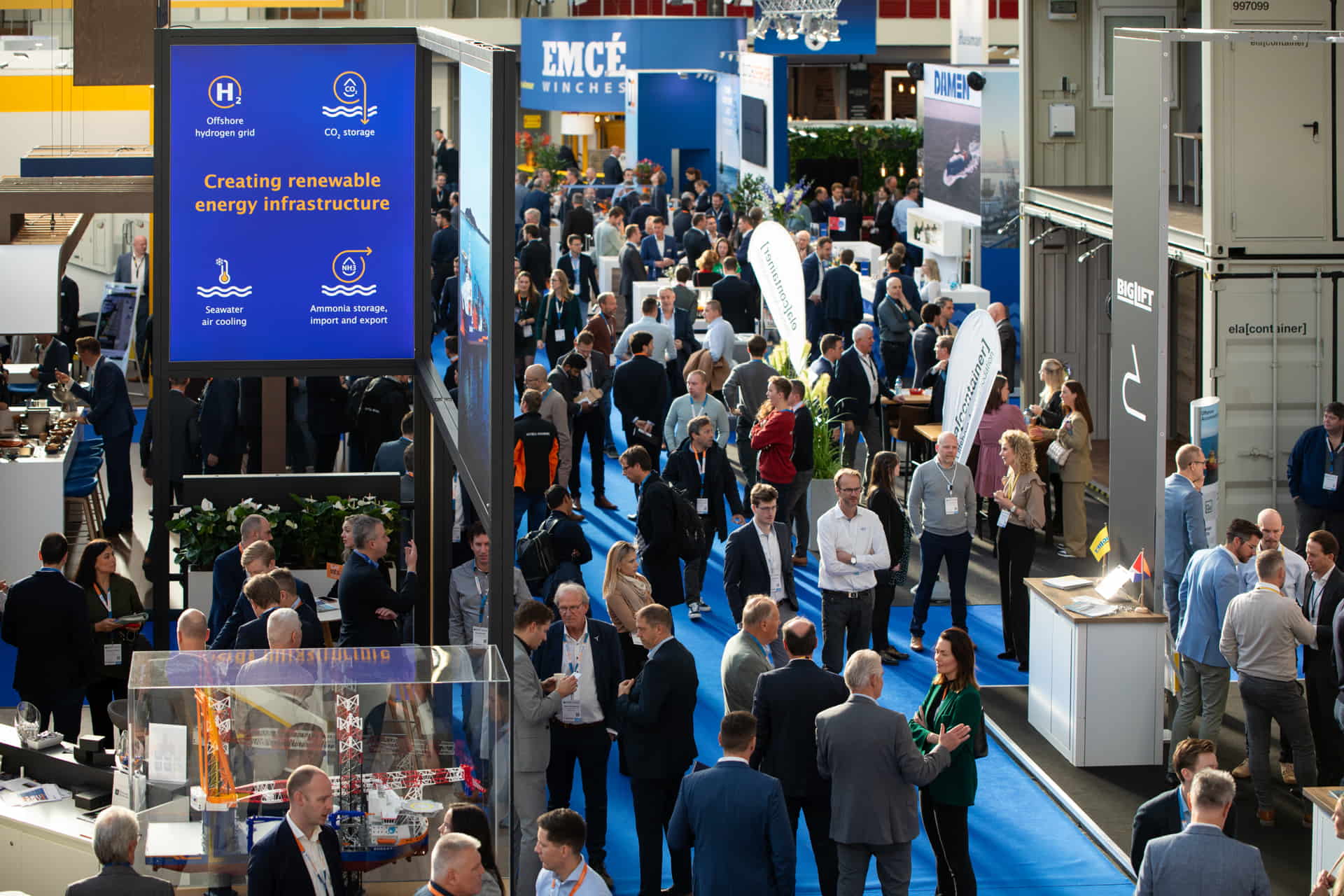 An aerial photo of the exhibition floor at Offshore Energy Exhibition & Conference 2023