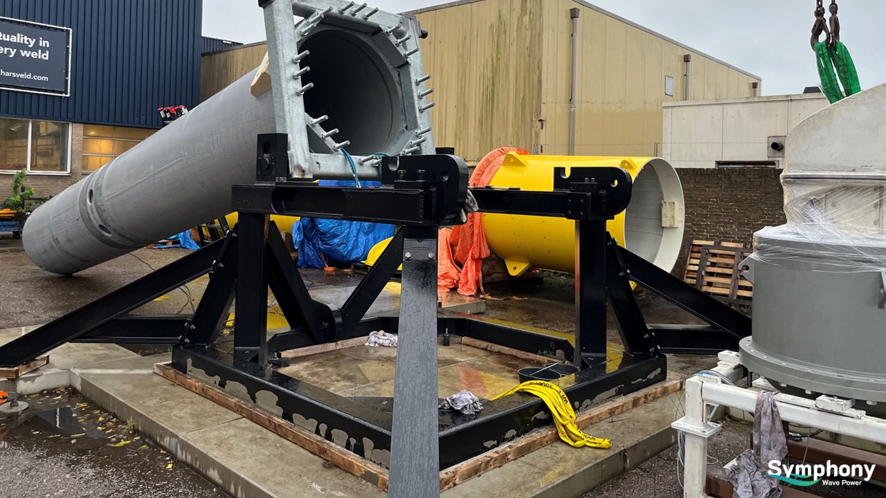 Symphony Wave Power has completed the installation of a turbine in its dry-test system, marking a step towards the development of its wave energy technology.