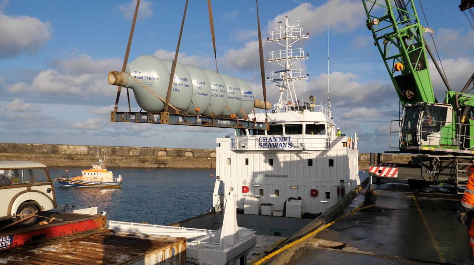 Axial Skelter arriving at Alderney. Source: Spiralis Energy