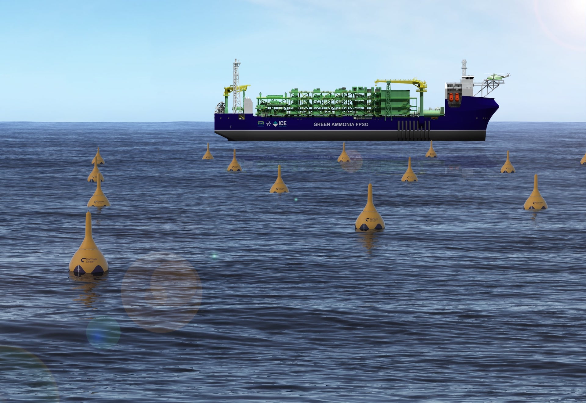 Renewable energy company SwitcH2 has partnered with Swedish company CorPower Ocean to develop an industrial-scale floating green ammonia production facility partially powered by wave energy.