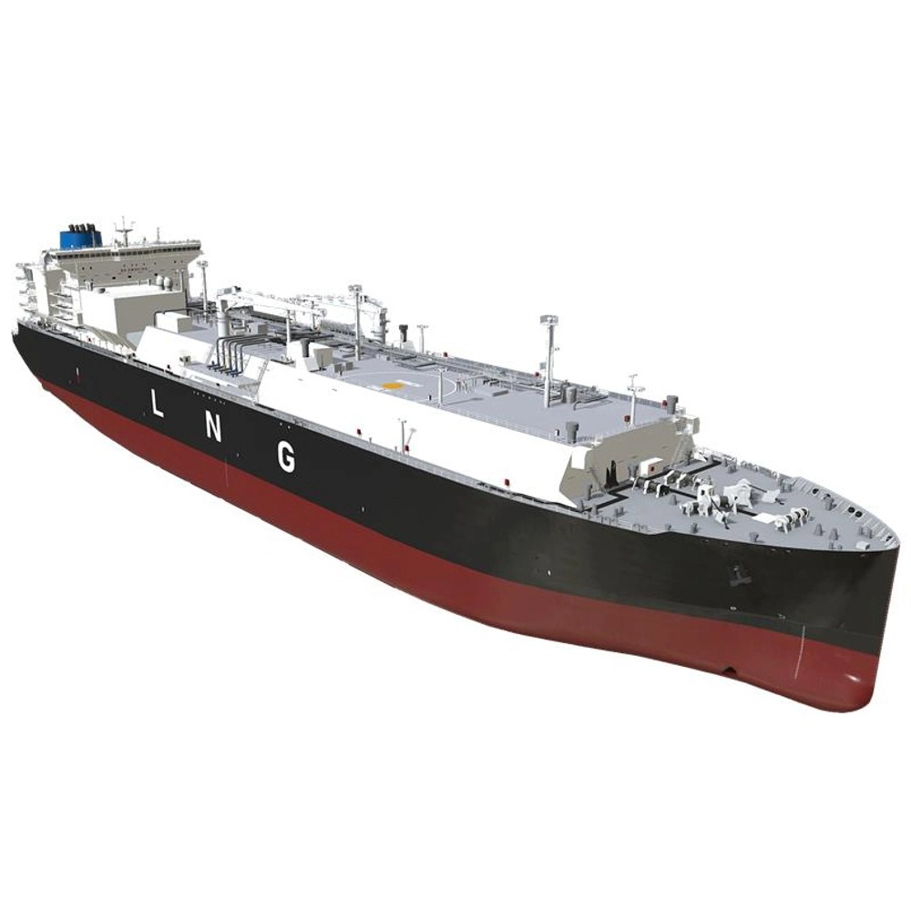 A digital rendering of an LNG carrier