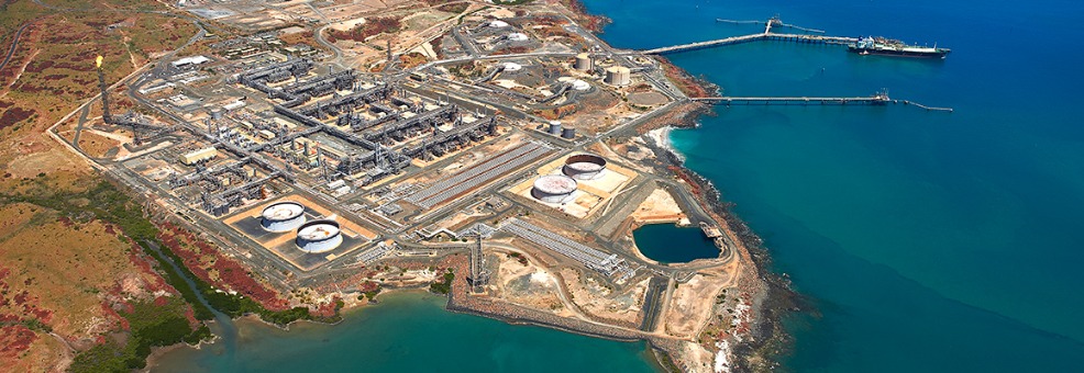 An aerial view of an LNG plant