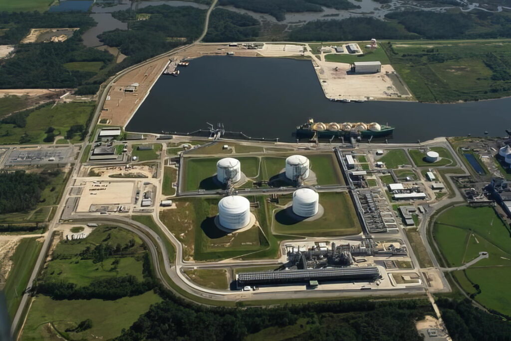 Aerial view of an LNG plant