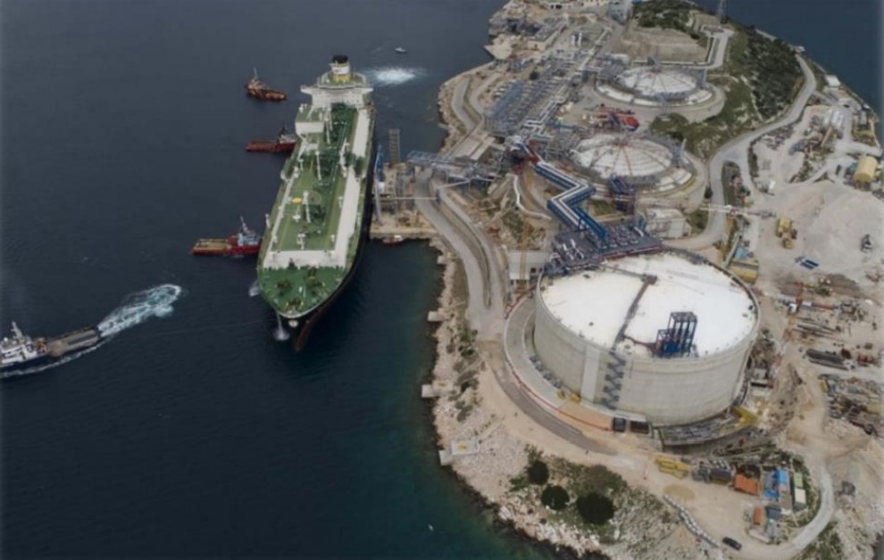 Aerial view of an LNG terminal