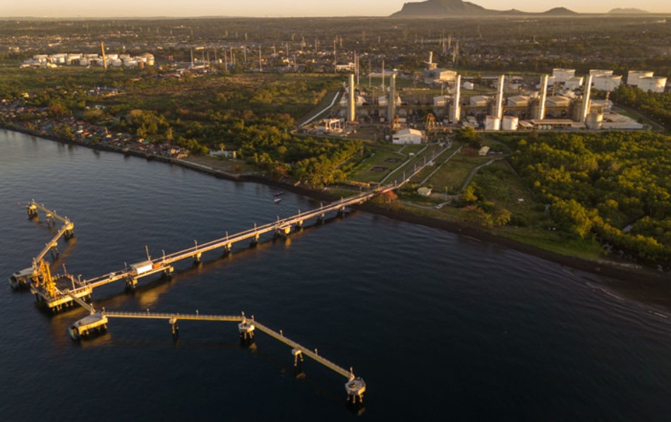 Aerial view of an LNG terminal