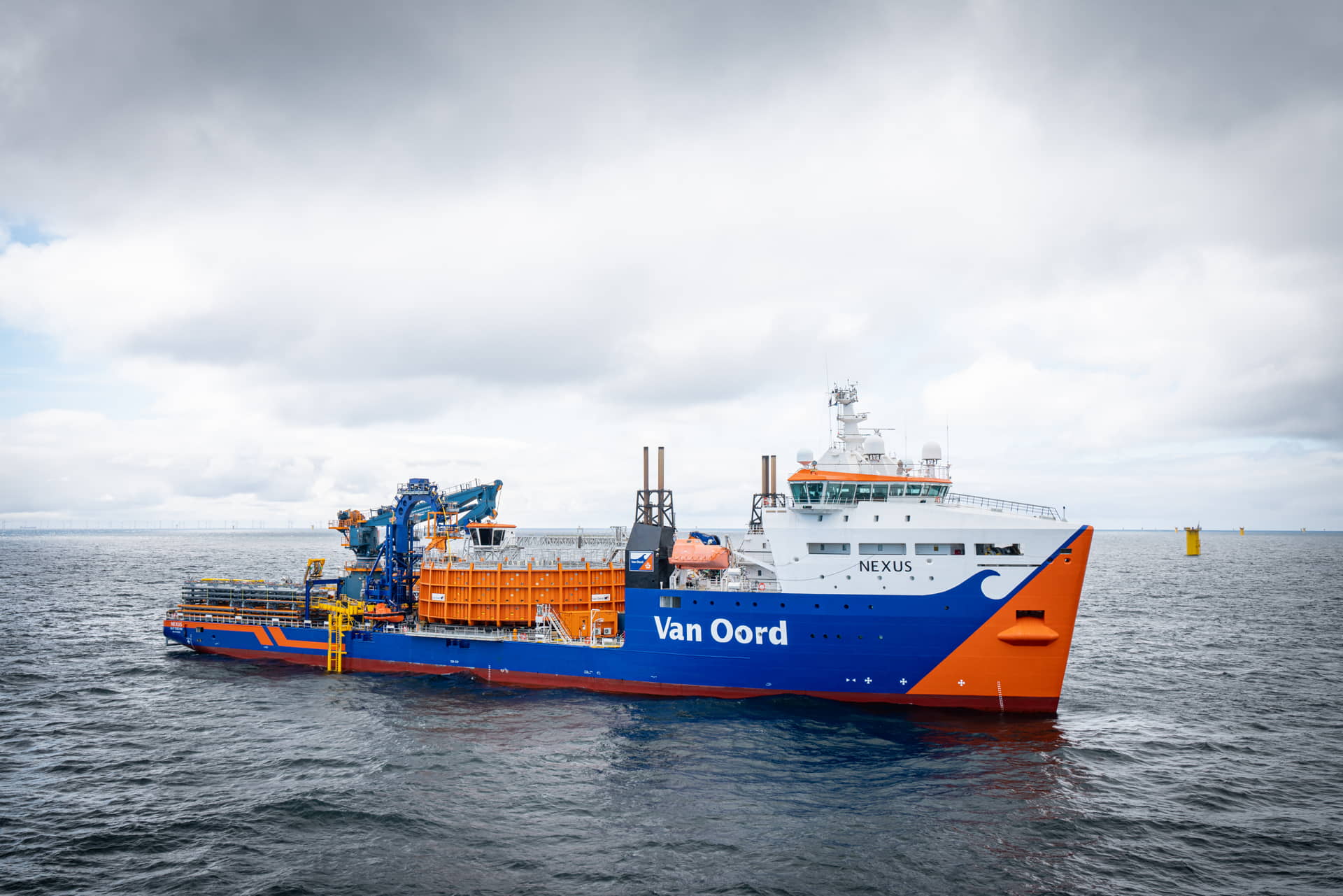 A photo of Van Oord's cable laying vessel Nexus at sea