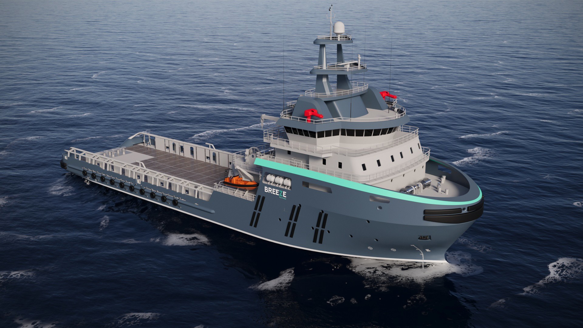 Fujian Southeast Shipbuilding has selected Breeze Ship Design to design a 150-ton bollard pull anchor handling tug offshore support (AHTS) vessel