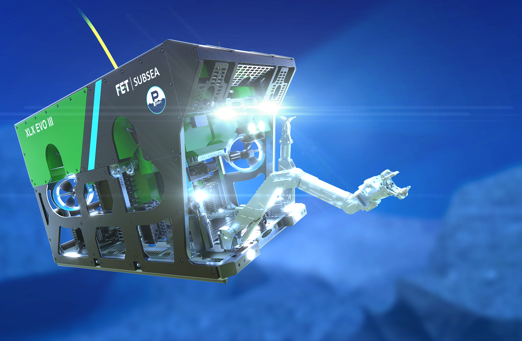 work-class remotely operateed vehicle (ROV), XLX EVO III Render. Source: FET