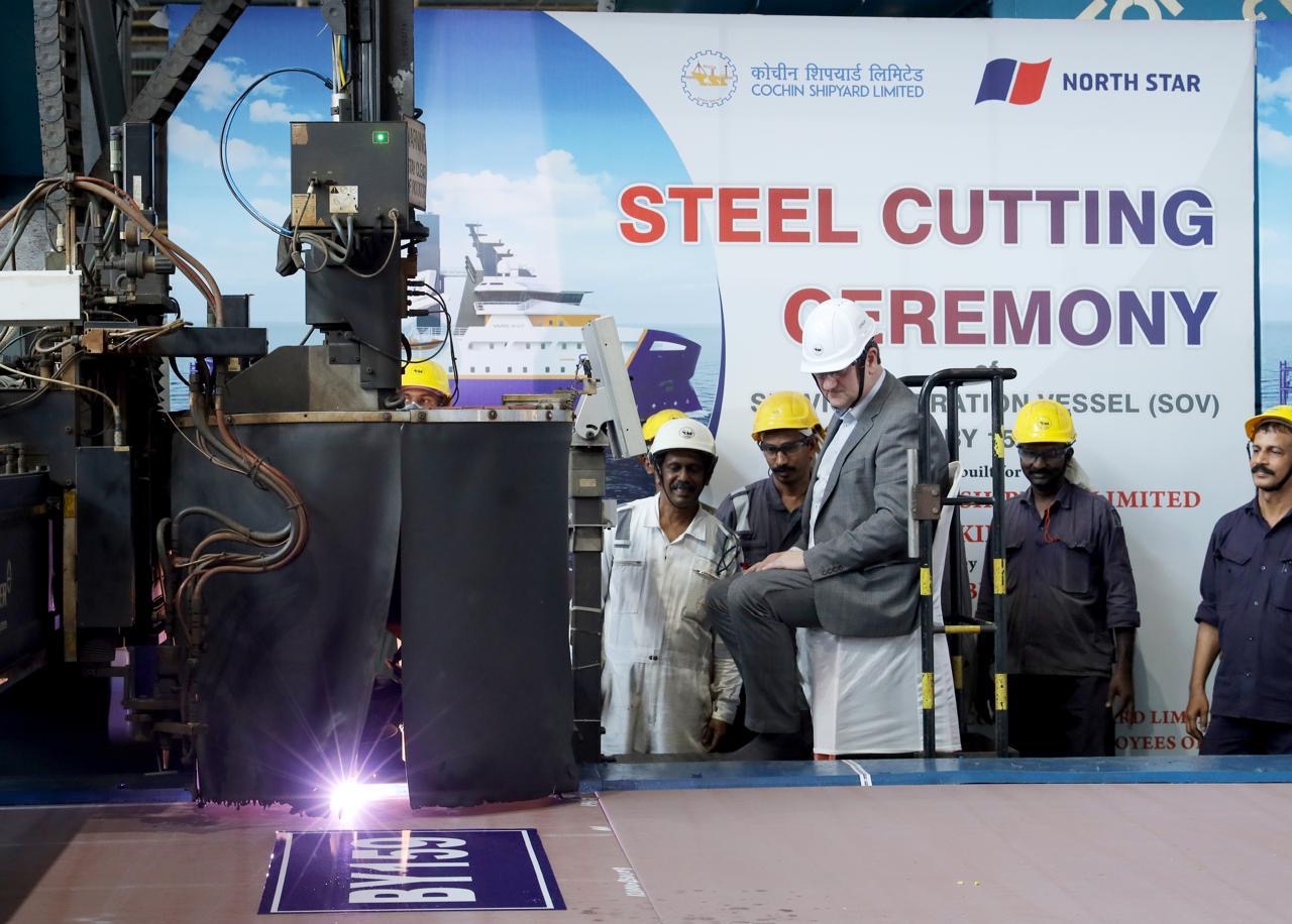 Steel cutting ceremony for the new hybrid-electric SOV