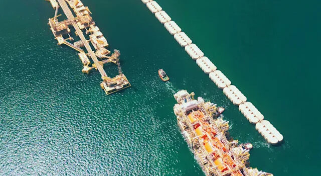 The GTA hub, including a floating LNG vessel; Source: BP