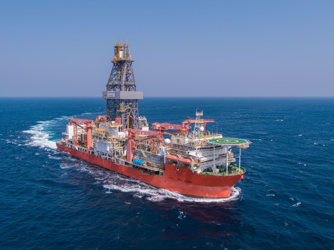 A drillship at sea