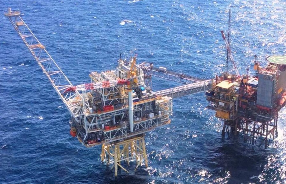 Two connected offshore platforms