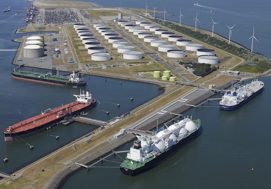 Aerial view of an LNG terminal