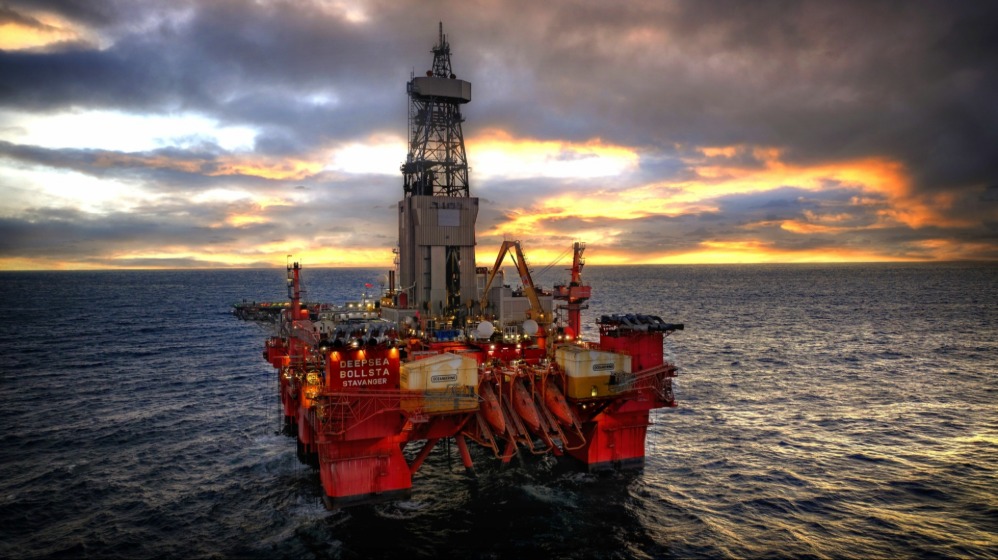A rig at sunset