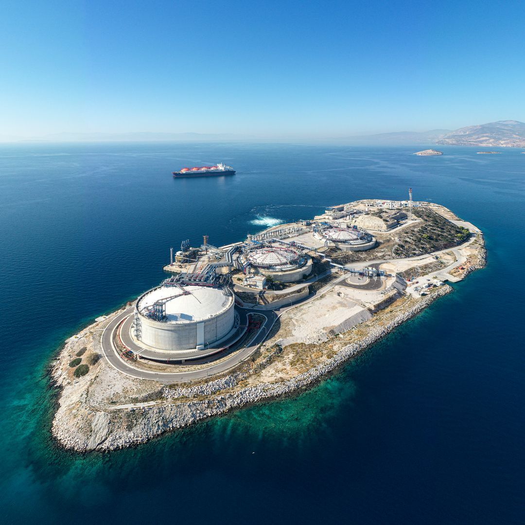 An LNG terminal on an island