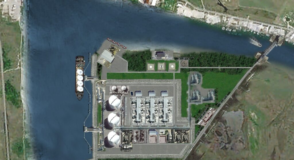 Rendering of the proposed Monkey Island LNG terminal